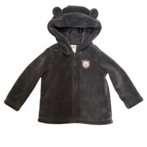Carters Gray Fleece Bear Zip Up Hoodie